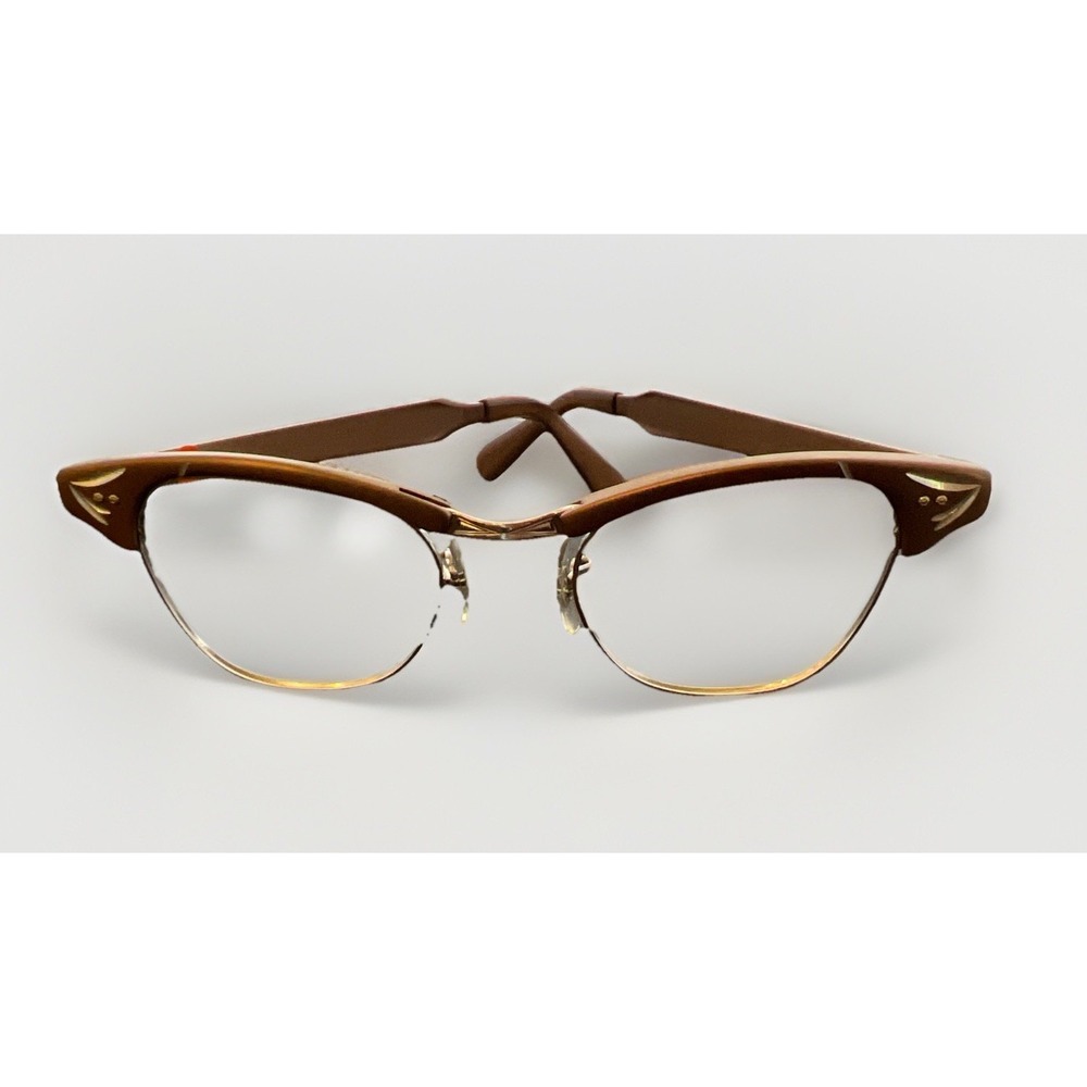 VTG Imperial Cat Eye Glasses frames ONLY 5 1/2 floral aluminum 50's 60's Bronze